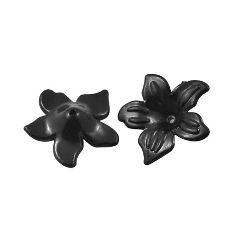 Akryl, orkide blomst, blank sort, 27x7 mm, 6 stk.