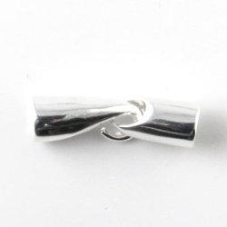 Clasp, hook-and-eye, silvery, glue-in end 7/5mm, 1 set