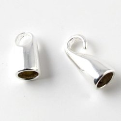 Clasp, hook-and-eye, silvery, glue-in end 7/5mm, 1 set