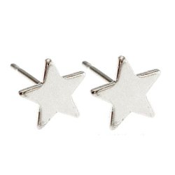 Ohrstecker mit Stern, versilbertes Messing, mit Verschl&uuml;sse, 7 mm, 2 Stk.