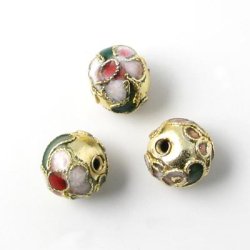 Cloisonn&eacute;&nbsp;Perlen,&nbsp;gold, rund,&nbsp;12 mm, 2 Stk.