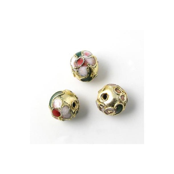 Cloisonn&eacute;&nbsp;Perlen,&nbsp;gold, rund,&nbsp;12 mm, 2 Stk.