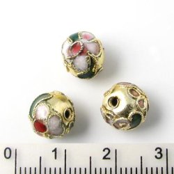 Cloisonn&eacute;&nbsp;Perlen,&nbsp;gold, rund,&nbsp;12 mm, 2 Stk.