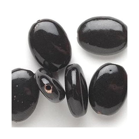 Keramik perle, sort oval, ca. 33x23 mm, 2 stk.