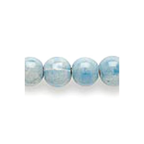 Keramikperlen, babyblau, rund, ca.13 mm, 4 Stk.