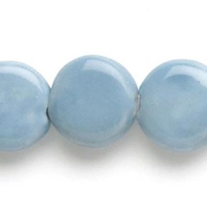 Ceramic beads, flat, round, light blue, 19mm, 2pcs.