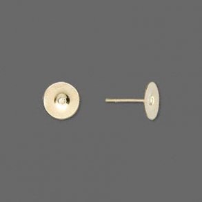 Ohrstecker mit Platte, mit Verschlssen, vergoldeter Stahl, 6 mm, 6 Stk.