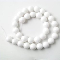 Candy-Jade Perle, ganzer Strang, wei, rund, Durchemsser 8 mm, ca. 48 Stk.