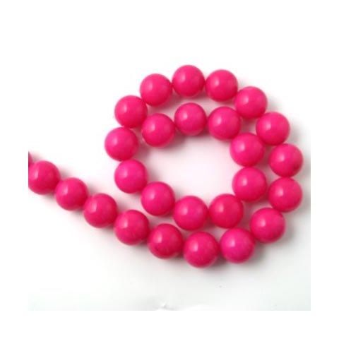 Candy jade, entire strand of beads, 27pcs., dark pink, 14mm.