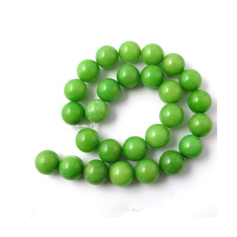 Candy-Jade, ganzer Strang, rund, gr&uuml;n, 14 mm, 27 Stk.