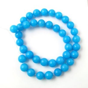 Candy-jade, hel streng, turkis bl, rund, 10 mm, 39 stk.