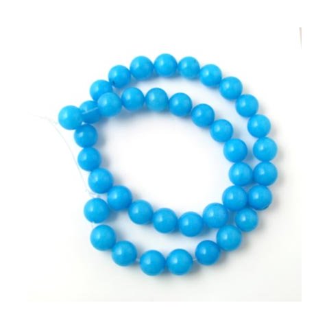Candy-Jade, ganzer Strang, blau, rund, 10 mm, 39 Stk.