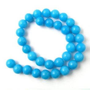 Candy-Jade, ganzer Strang, Türkisblau, 12 mm, 33 Stk.