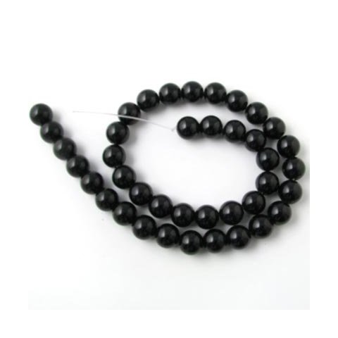 Candy jade, entire strand of beads, 39pcs., black, 10mm.