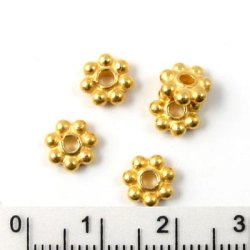 Vergoldetes Sterlingsilber, Blumen, Durchmesser 7 mm, 2 Stk.
