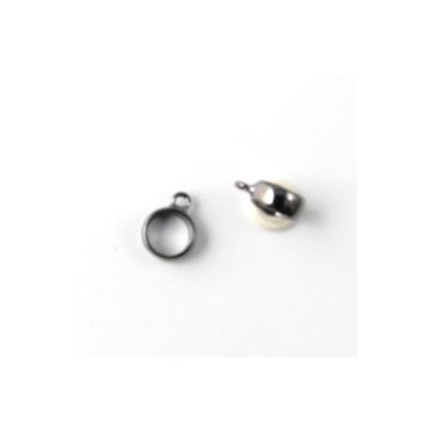 Båndring, rund oxyderet sølv med øje, huldiameter 5 mm, 1 stk