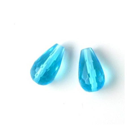 Zirkonia, Tropfen, aqua-blau, 14x8 mm, 2 Stk.