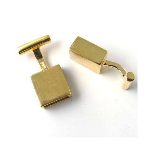 Hgtels firkantet, forgyldt slv, 9x3,7 mm, 1 stk.
