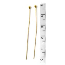 Nietstifte mit groer Kugel (2 mm), vergoldetes Silber, 45x0,5 mm, 10 Stk.