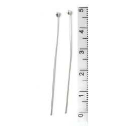 Headpin with 1.3mm plate, thin wire, gold-plated silver, 45x0,4mm, 10pcs