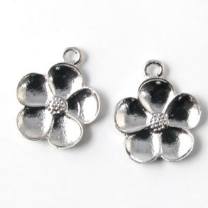 Buttercup pendant, silverplated brass, 1 eye, 16mm, 2pcs.