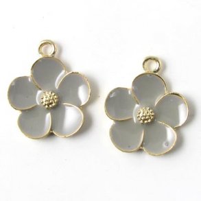 Buttercup pendant, gilded/grey, 1 eye, 16mm, 2pcs.