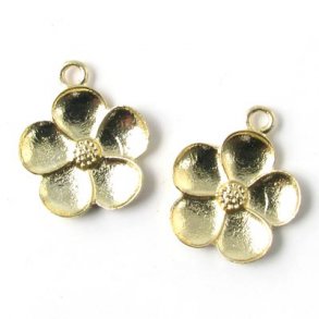 Buttercup pendant, gilded brass, 1 eye, 16mm, 2pcs.