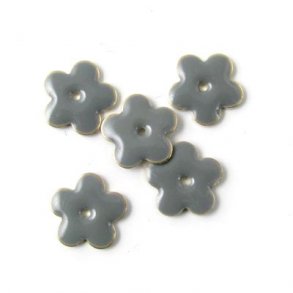 Emalje, mrkgr blomst, fg.hul i midt, 12 mm, 4stk