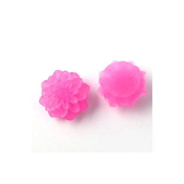 Resin, dahlia, frosted pink, 16x8 mm, 2 stk.