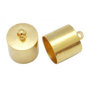 Kettenabschluss, groß, vergoldetes Messing, Lochgröße 12-13 mm, 4 Stk