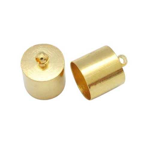 Kdeafslutning, stor, forgyldt messing, kdeafslutning, huldiameter 12-13 mm, 4 stk