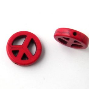 Peace tegn, syntetisk howlit, rd, 4 stk.