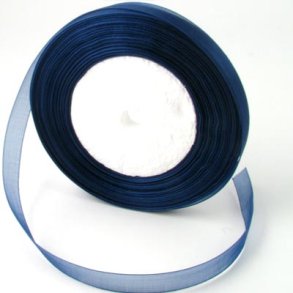Organzaband, dunkelblau, 10 mm breit, 2 Meter