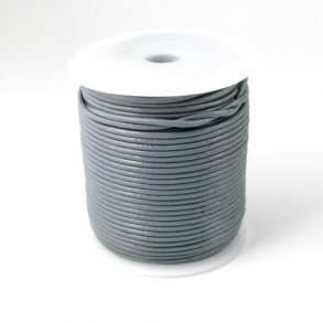 Leather cord, grey, 2mm, 50m (complete reel)