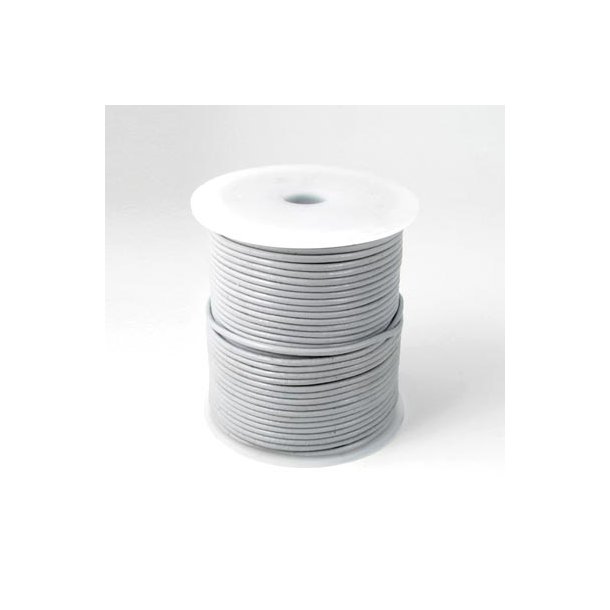 Lederband, ganze Rolle, hellgrau, 1 mm, 25 m