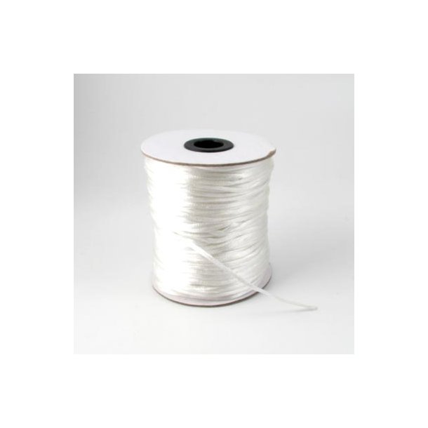 Satin cord, complete reel, round, white, thickness ca. 2-2.5mm, 75m