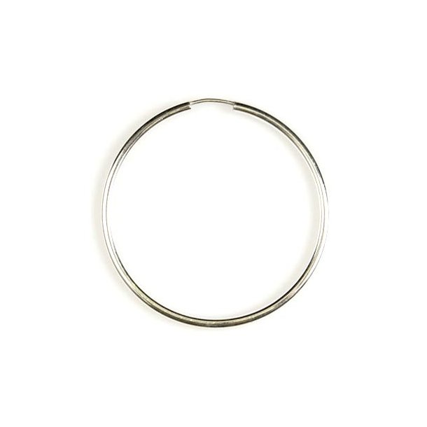 Hoop earring with plug-in closure, sterling silver, 40x2mm, 2pcs