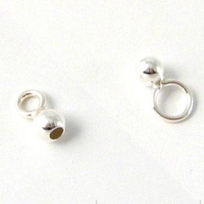 Crimp end, set, large and small, sterling silver, 4mm., 2pcs.