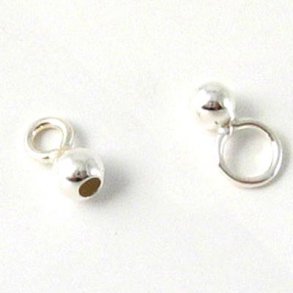 Crimp end, set, large and small, silver, 5mm., 2pcs.