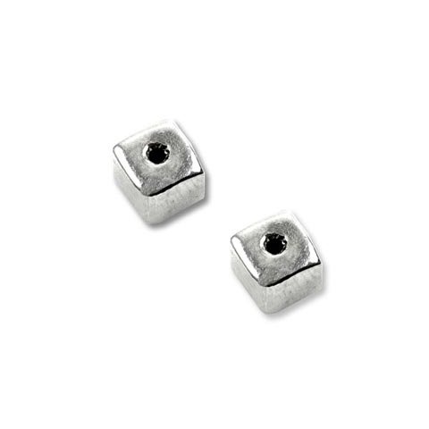 Slv, lille kube, blank, 4x4x4 mm, 2 stk.