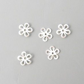 Silver-plated brass, small 5-leaf flower, 7x2mm, 10pcs.
