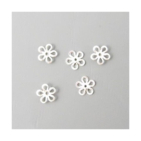 Forslvet messing, lille 5-blad blomst, 7x2 mm, 10 stk.