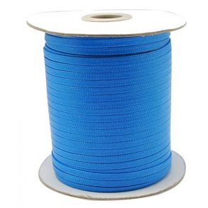 Wachsimprägniertes Baumwollband, breit, flach, blau, 4 mm, 1 m