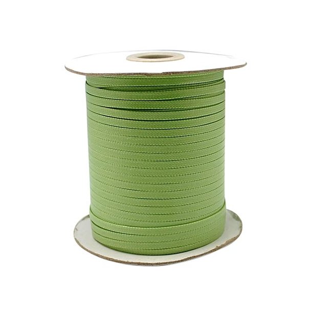 Waxed nylon cord, broad, flat, light green, 4mm, 1m