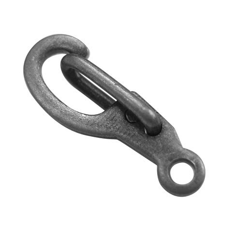 Nglehasp/karabin, lille, mrk metal, 14x5 mm, 6 stk.