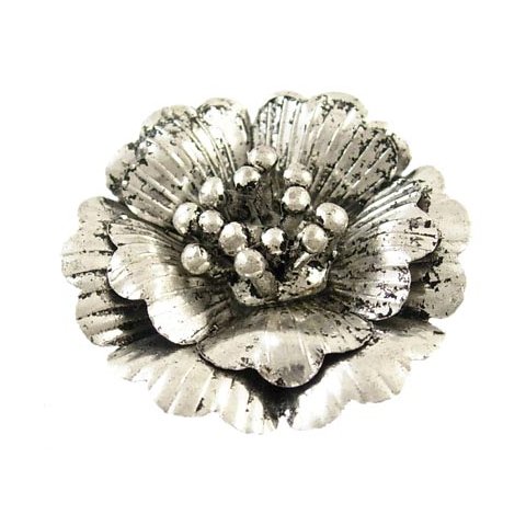 1 stk. Blomst vedhæng, stor antik sølvfarv 35x9 mm, 1 stk