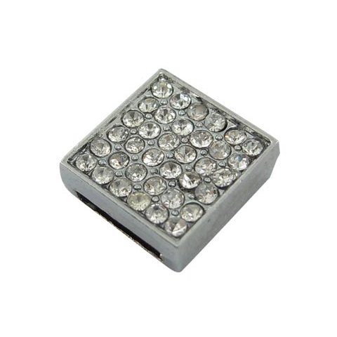 Krystal dekorativ firkantet snor-samler, 12x12 mm, 1 stk