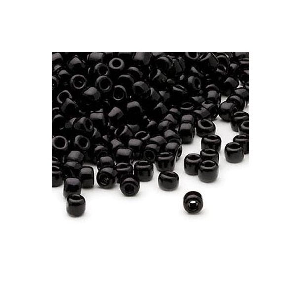 Glass bead, seed bead (6/0), opaque, black, 4x3mm, ca. 680pcs, 40gr.