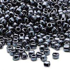 Glasperlen, Rocailles (6/0), hämatit, 4x3 mm, 40 Gr.