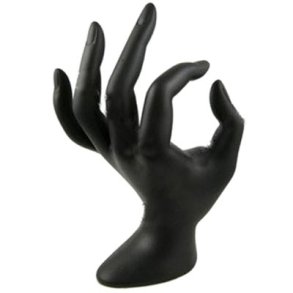 Jewelry display, hand, frosted, black, massive acrylic, 19x8cm, 1pc.